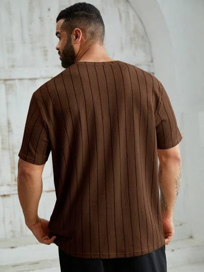 Fenzaro Men's Waffle Stripe Regular Fit T-Shirt | Stylish Casual Half-Sleeve Tee