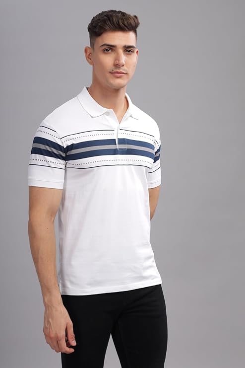 Averon Men's Regular Fit Polo T-Shirt | Printed Cotton Polo Tee for Men Casual Wear
