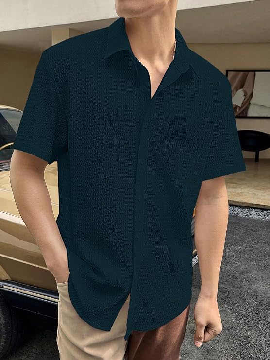 Grevonix Men's Polycotton Shirt | Stylish Casual Regular Fit Shirts for Men Everyday Wear