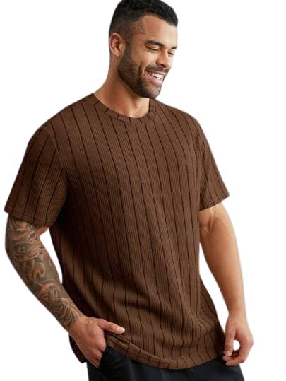 Fenzaro Men's Waffle Stripe Regular Fit T-Shirt | Stylish Casual Half-Sleeve Tee