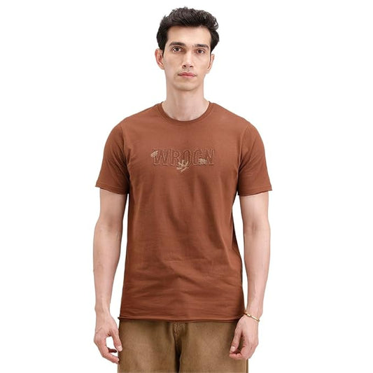 WRAVEN Men's Pure Cotton T-Shirt | Embroidered Design | Slim Fit Casual T-Shirt for Men