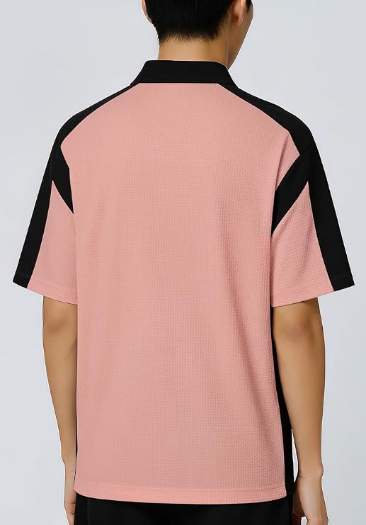 Tostrix Men's Short Sleeve Polo Shirt, Soft Cotton Blend Zip Neck for Casual & Office Wear