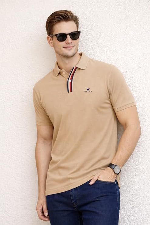 Ravino Regular Fit Cotton Blend Polo T-Shirt for Men | Casual Everyday Wear
