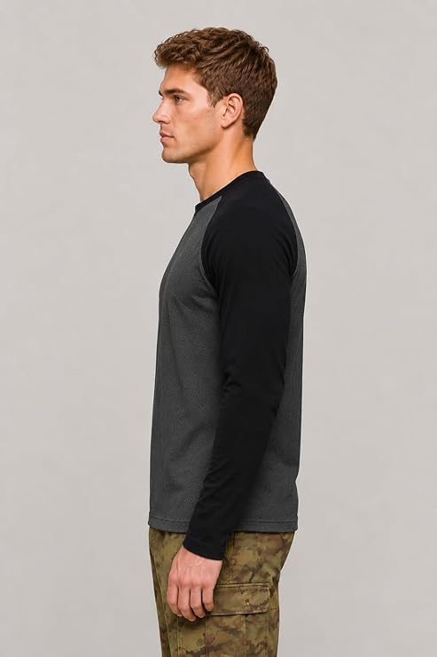Qaviro Men's Regular Fit Color Block Raglan Sleeve T-Shirt | Stylish T-Shirt for Men
