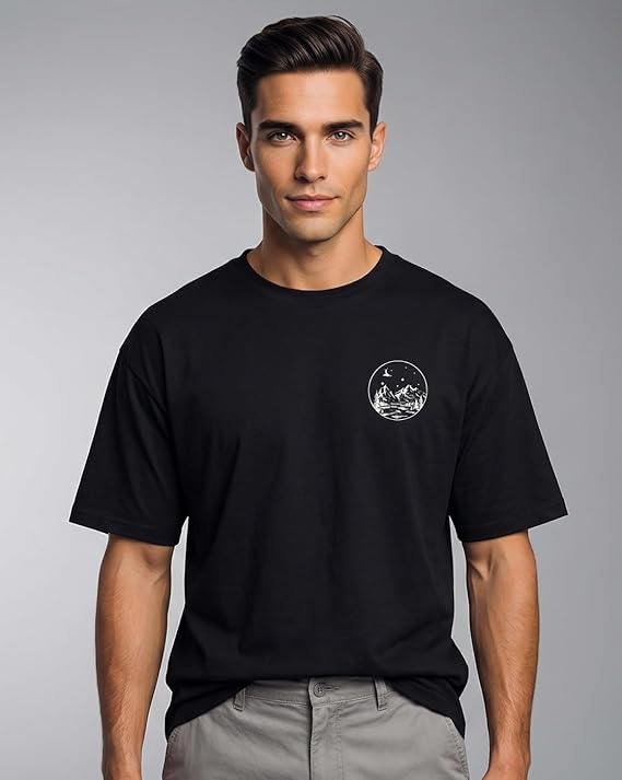 Nobrix Men's Oversized Graphic T-Shirt | Soft Cotton | Drop Shoulder Relaxed Fit