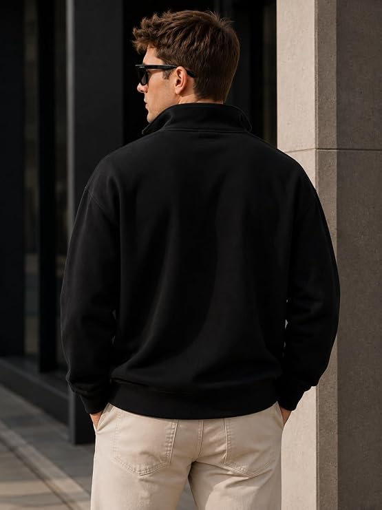 Nexlora Men's Cotton Fleece Half-Zip Sweatshirt | Warm Casual Pullover Winter Top