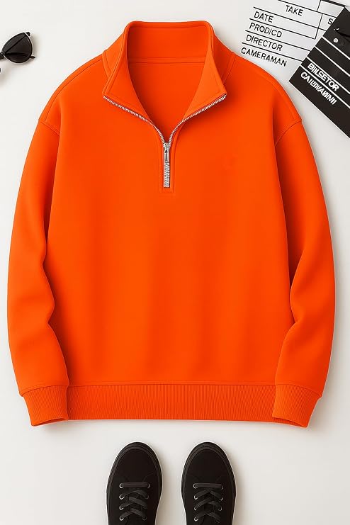 Meldor Men’s Fleece Half-Zip High Neck Sweatshirt | Warm Stylish Winter Wear -M4563