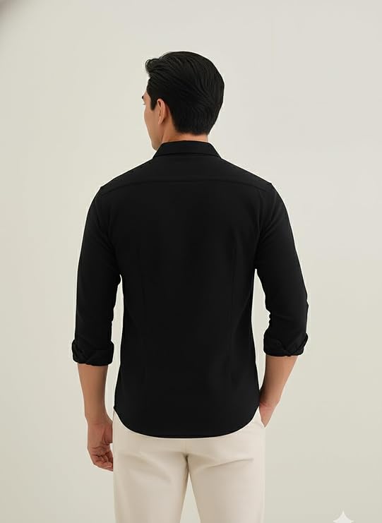 Veymio Men Shirt | Premium Embroidered Long Sleeve Slim Fit Casual Shirt