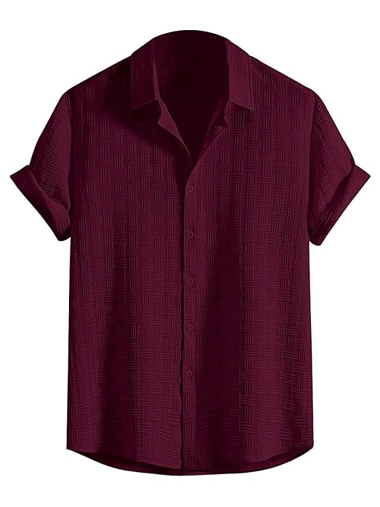 Lavorin Men's Formal Button-Down Shirt – Slim Fit Office Wear, Textured Short Sleeve