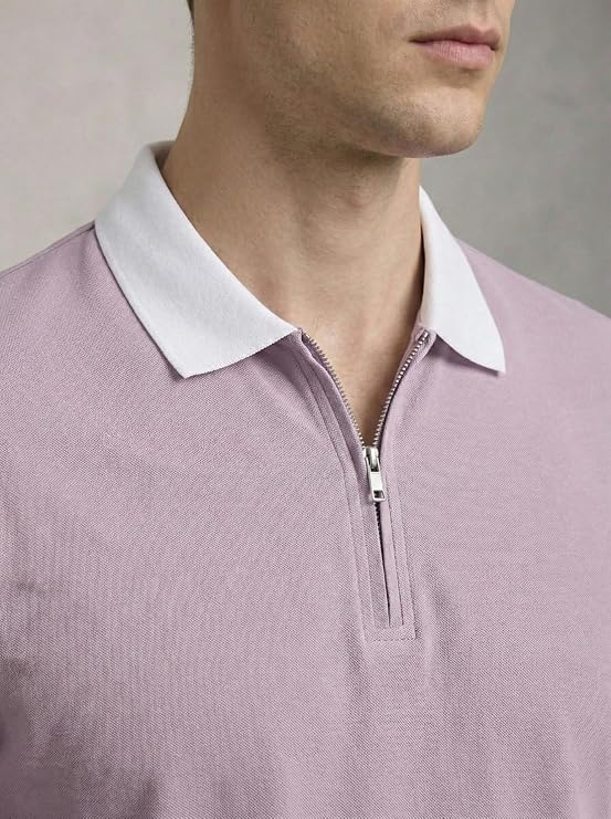 Mavrix Men's Premium Cotton Polo T-Shirt | 220 GSM Soft Fabric | Zipper Snow White