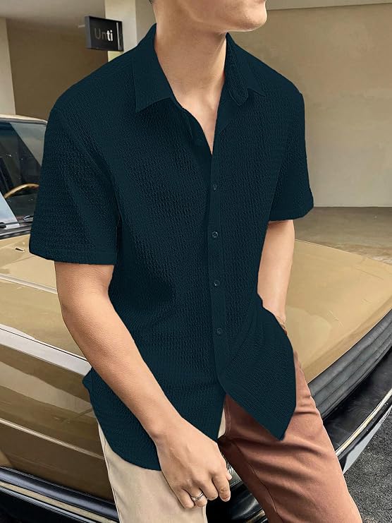 Grevonix Men's Polycotton Shirt | Stylish Casual Regular Fit Shirts for Men Everyday Wear